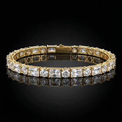 5mm Baguette&Round Stone Tennis Bracelet