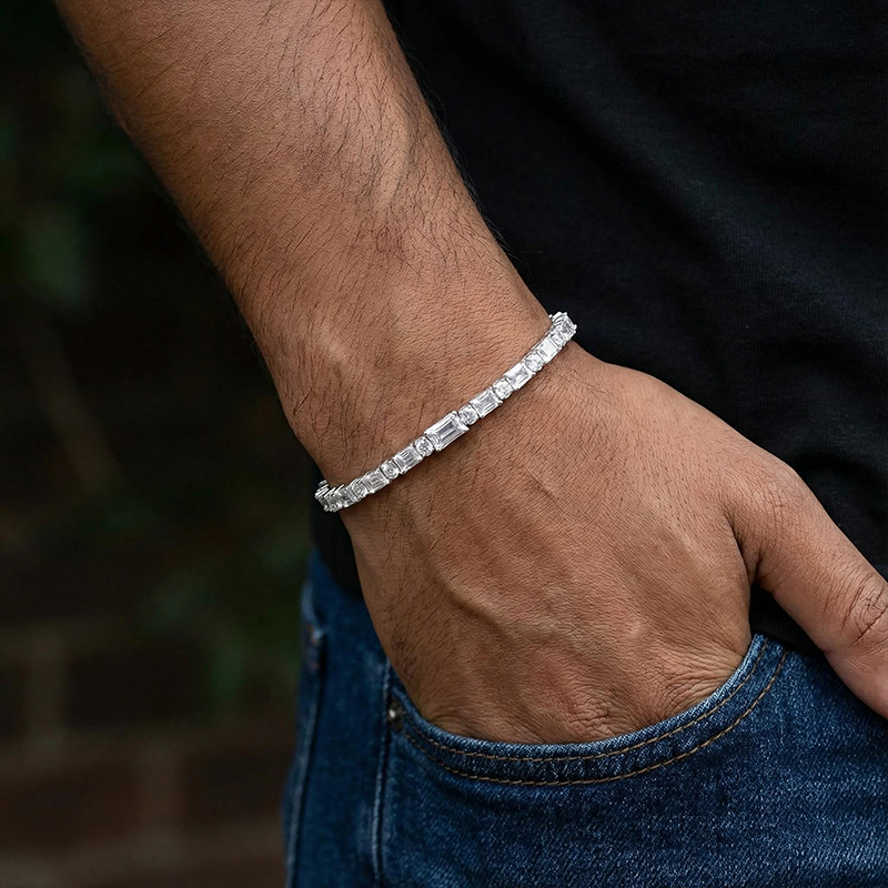 5mm Baguette&Round Stone Tennis Bracelet 5mm Baguette&Round Stone Tennis Bracelet