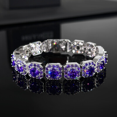 12mm Purple/Pink/Yellow Clustered Tennis Bracelet