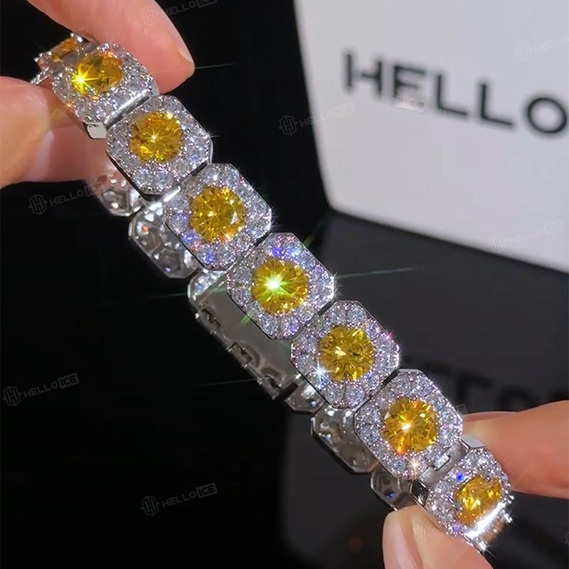 12mm Purple/Pink/Yellow Clustered Tennis Bracelet