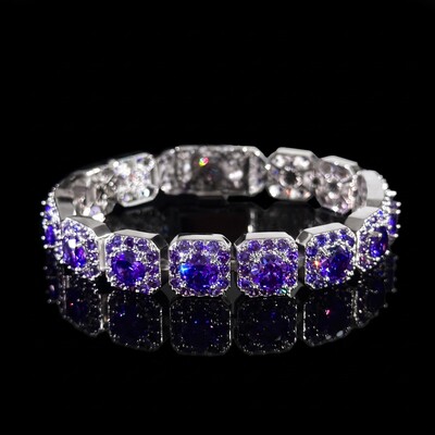 12mm Purple/Pink/Yellow Clustered Tennis Bracelet 12mm Purple/Pink/Yellow Clustered Tennis Bracelet