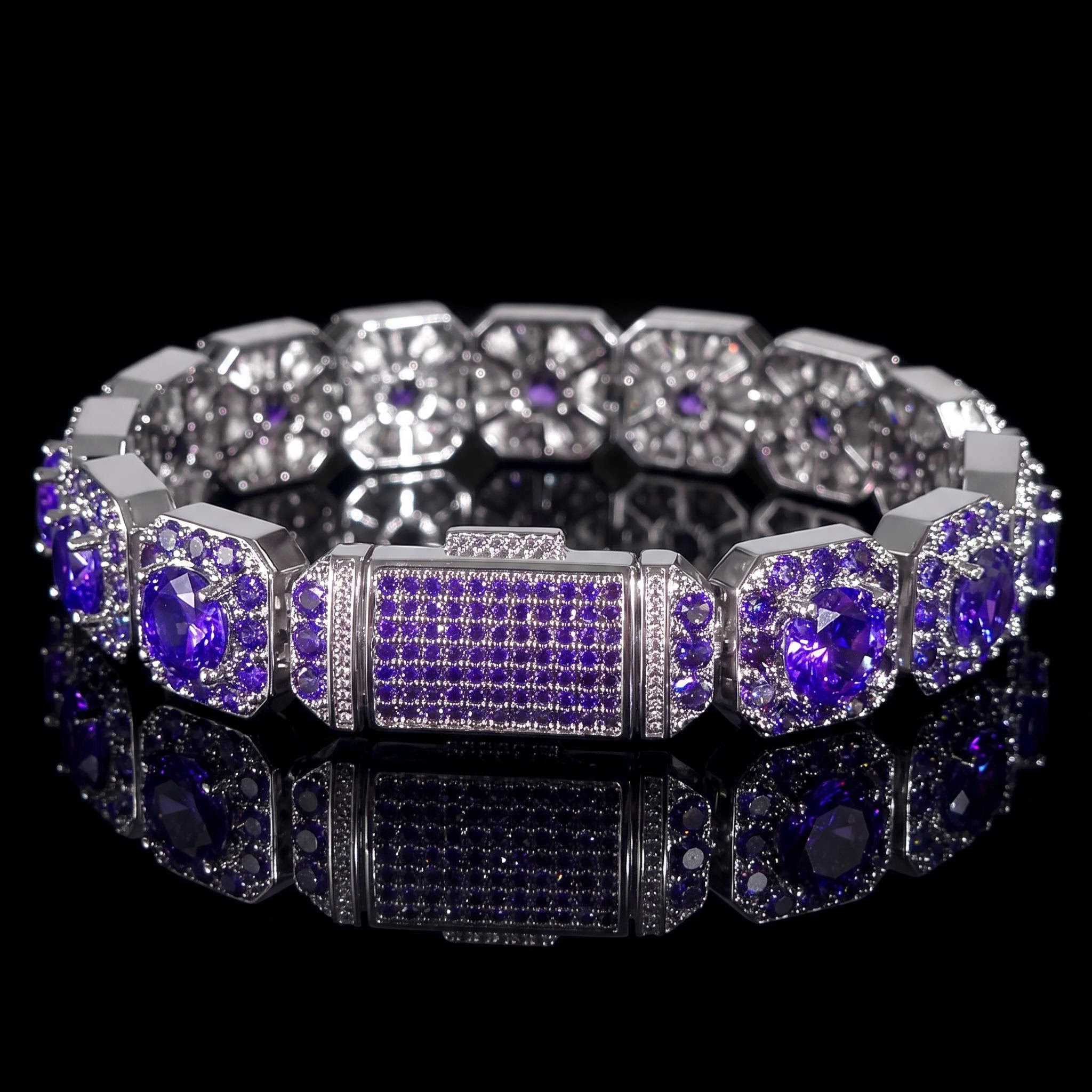 12mm Purple/Pink/Yellow Clustered Tennis Bracelet 12mm Purple/Pink/Yellow Clustered Tennis Bracelet