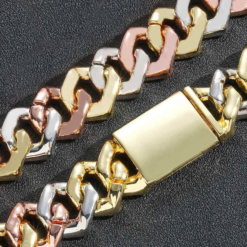 Iced 20mm Handset Tricolor Cuban Bracelet