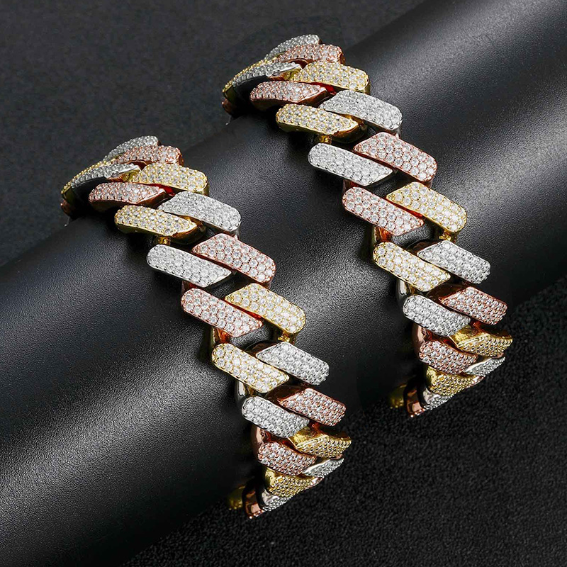 Iced 20mm Handset Tricolor Cuban Bracelet