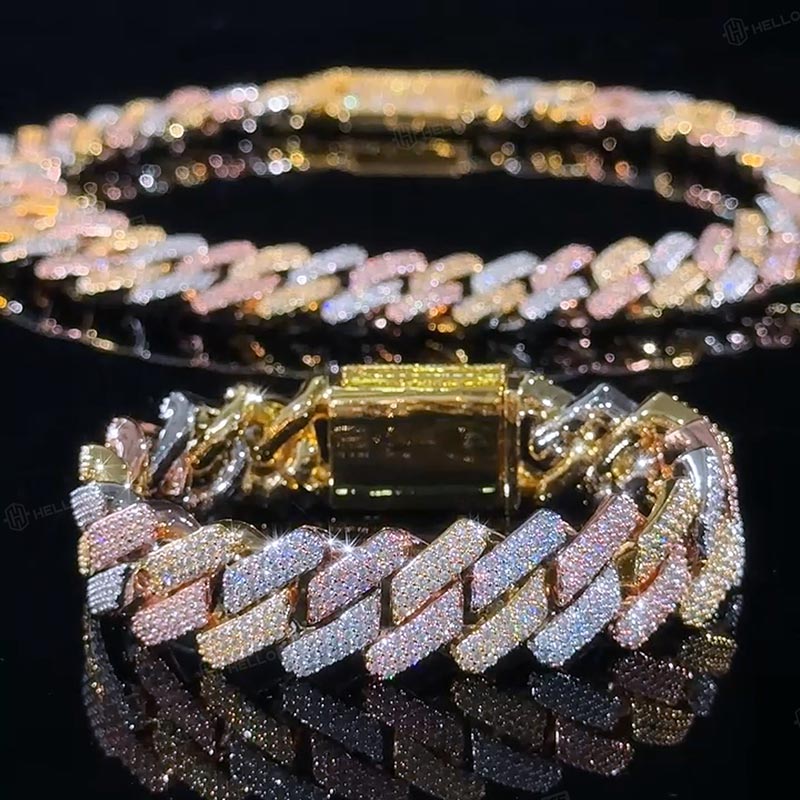 Iced 20mm Handset Tricolor Cuban Bracelet