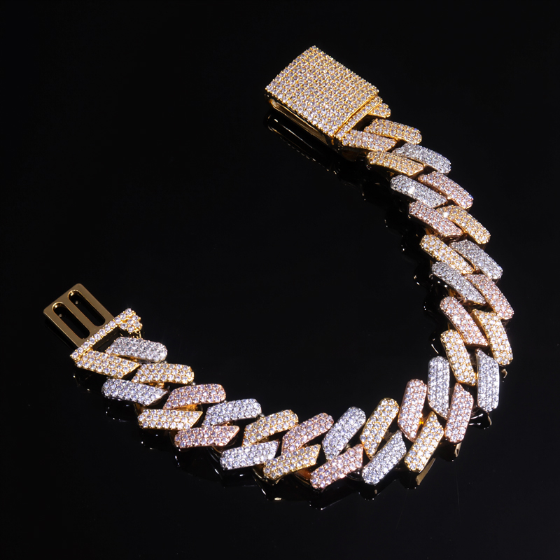 Iced 20mm Handset Tricolor Cuban Bracelet