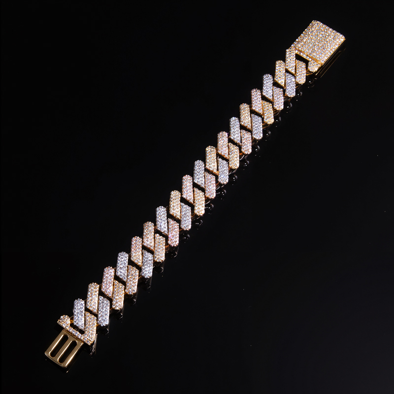 Iced 20mm Handset Tricolor Cuban Bracelet