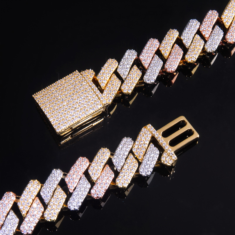 Iced 20mm Handset Tricolor Cuban Bracelet