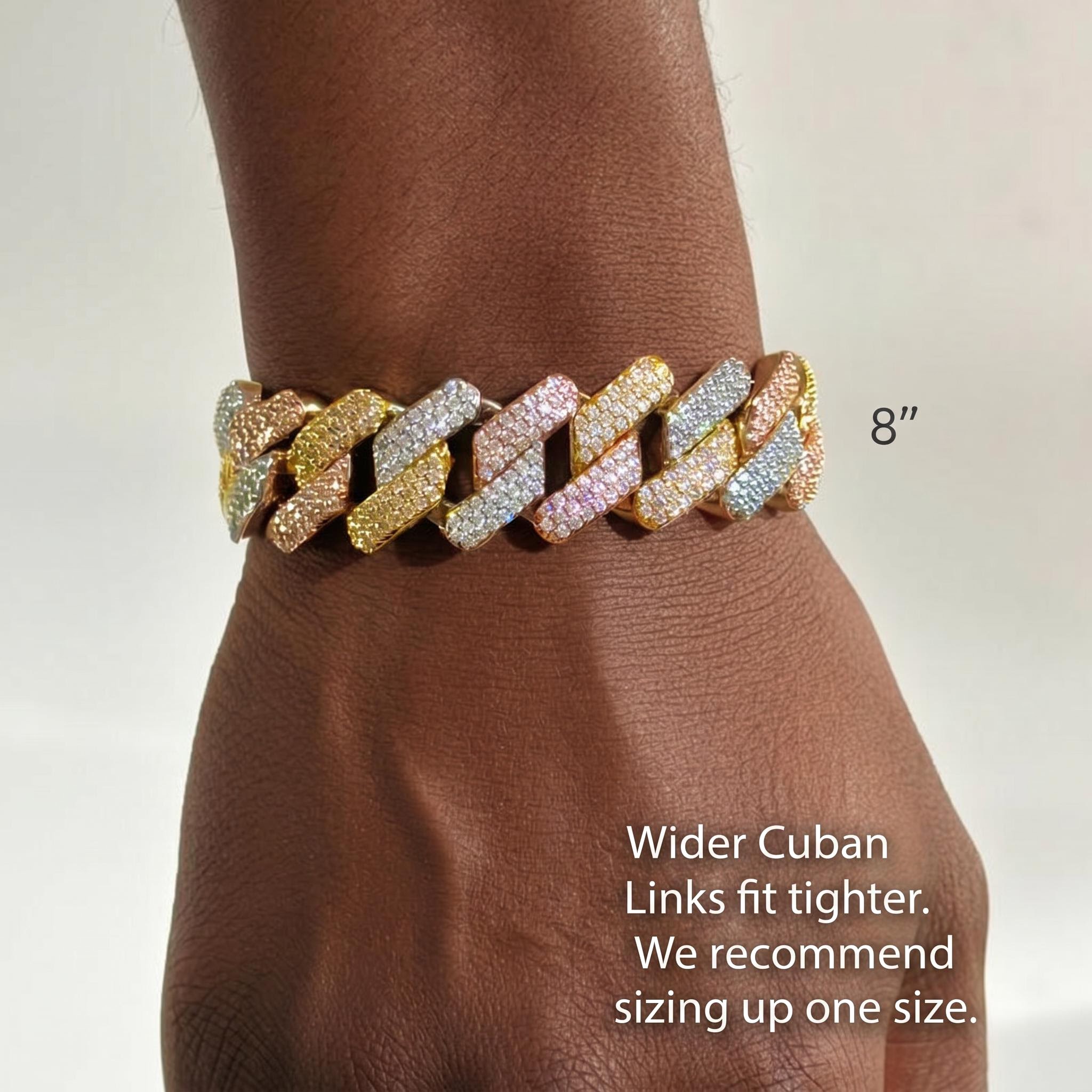 Iced 20mm Handset Tricolor Cuban Bracelet Iced 20mm Handset Tricolor Cuban Bracelet