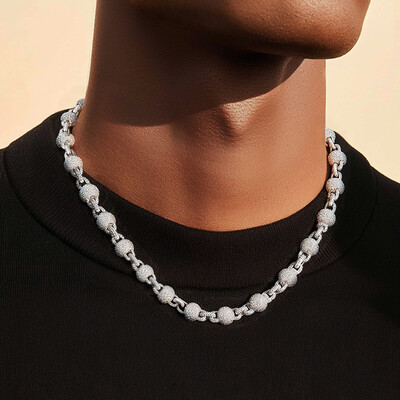 10mm Micro Paved Iced Out Beads Chain
