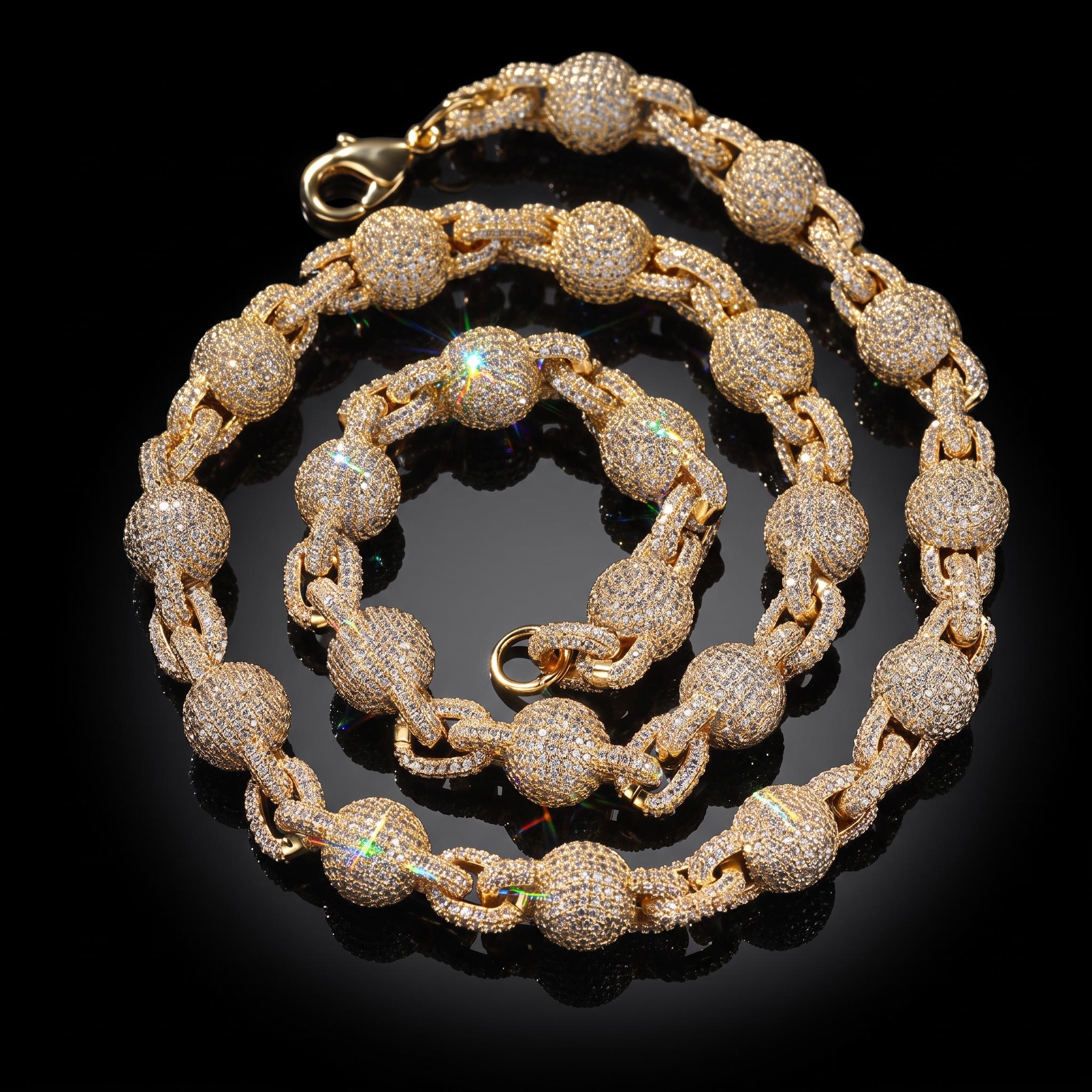 10mm Micro Paved Iced Out Beads Chain 10mm Micro Paved Iced Out Beads Chain