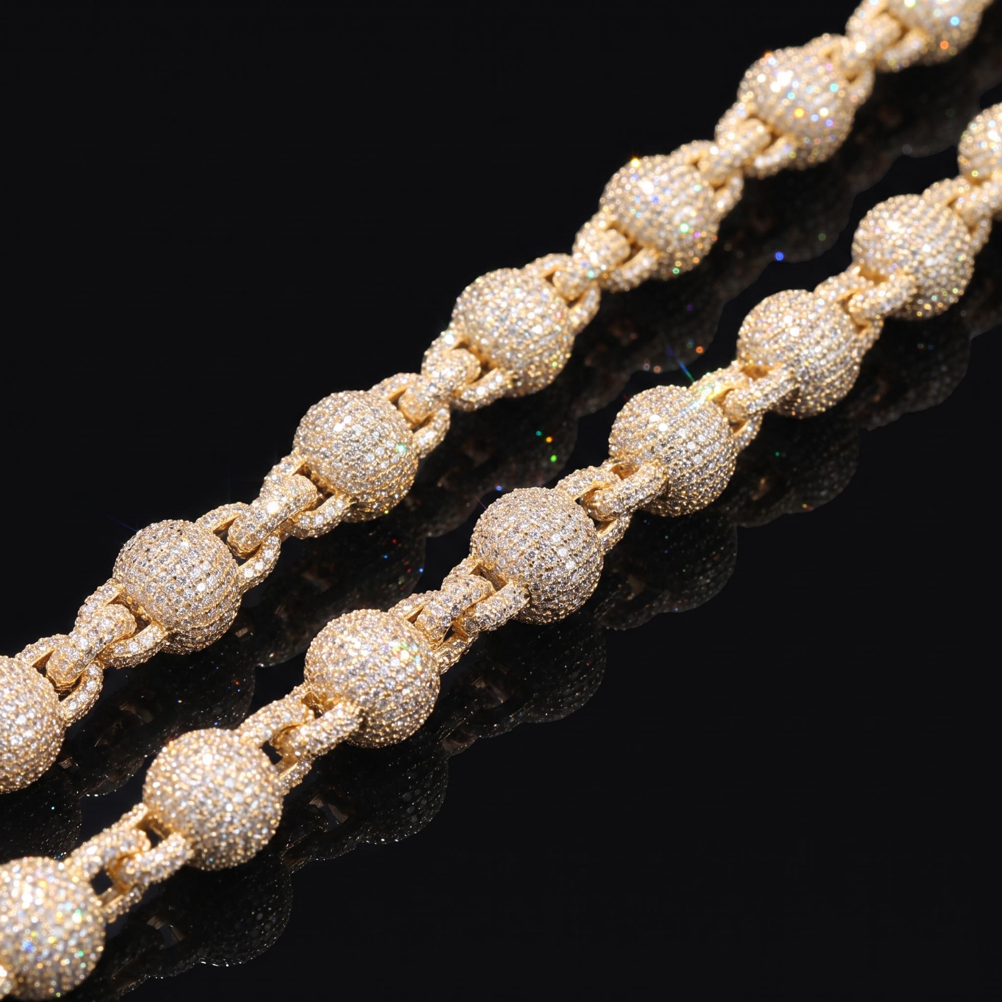 10mm Micro Paved Iced Out Beads Chain 10mm Micro Paved Iced Out Beads Chain