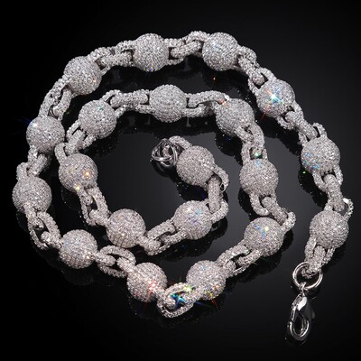 10mm Micro Paved Iced Out Beads Chain