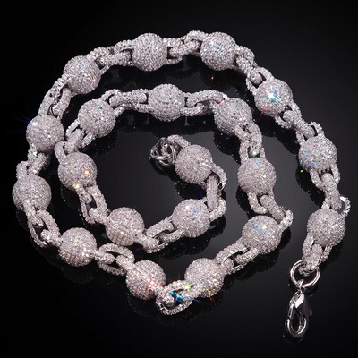 10mm Micro Paved Iced Out Beads Chain