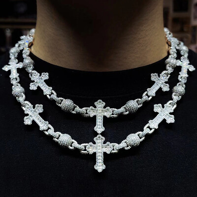 Iced Out Beads Cross Chain