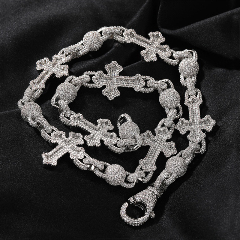 Iced Out Beads Cross Chain