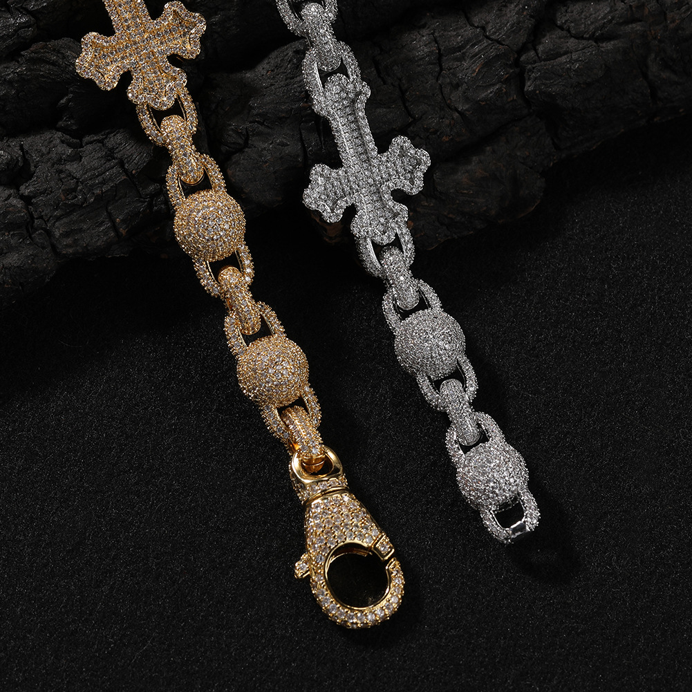 Iced Out Beads Cross Chain