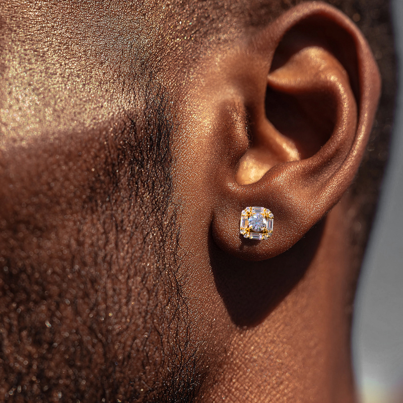 Round and Baguette Diamond Earrings