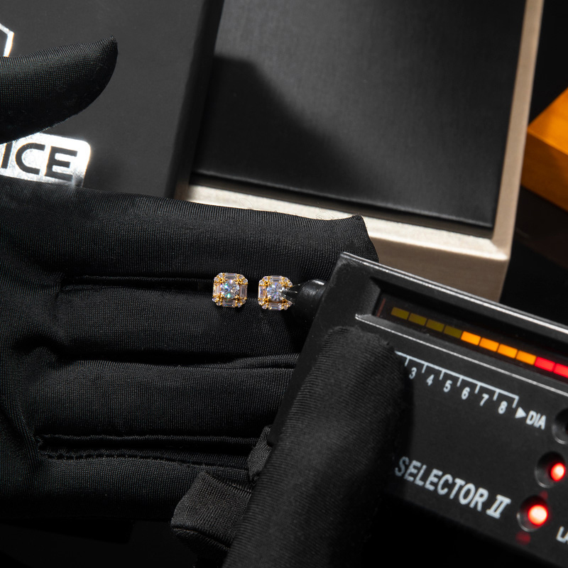 Round and Baguette Diamond Earrings