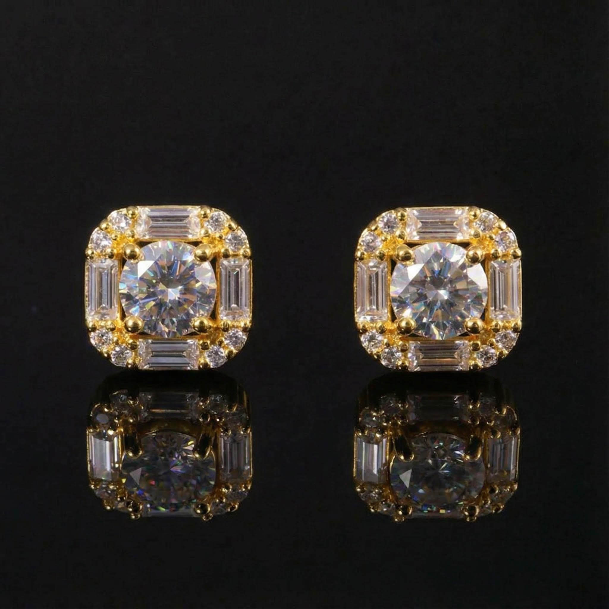 Round and Baguette Diamond Earrings Round and Baguette Diamond Earrings