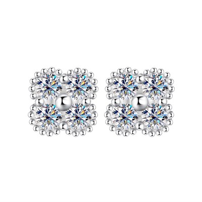 S925 Silver VVS Moissanite Four-leaf Clover Earrings