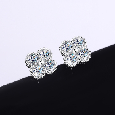 S925 Silver VVS Moissanite Four-leaf Clover Earrings