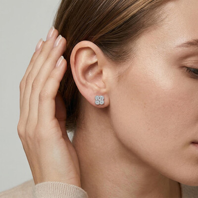 S925 Silver VVS Moissanite Four-leaf Clover Earrings