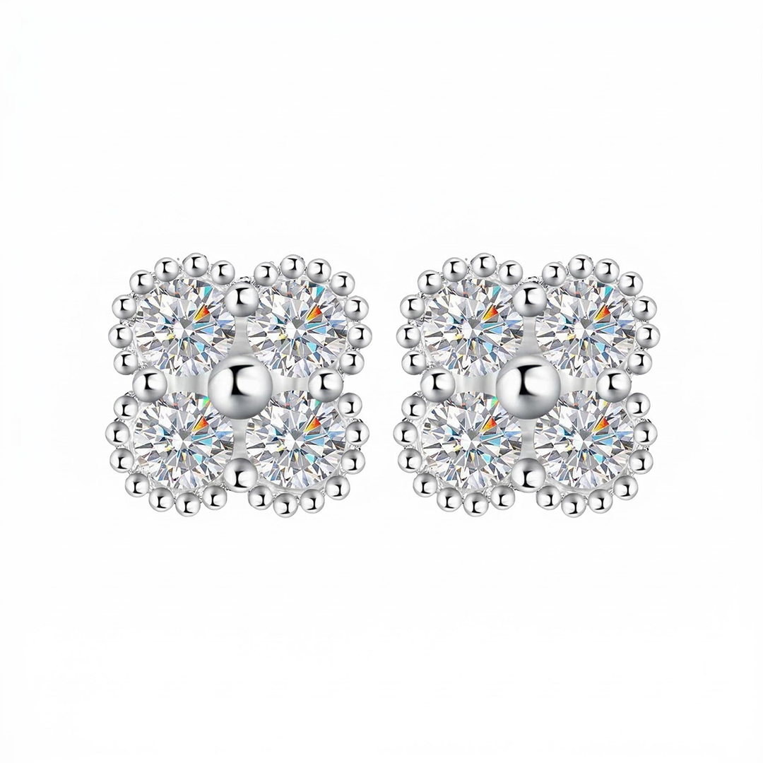 S925 Silver VVS Moissanite Four-leaf Clover Earrings