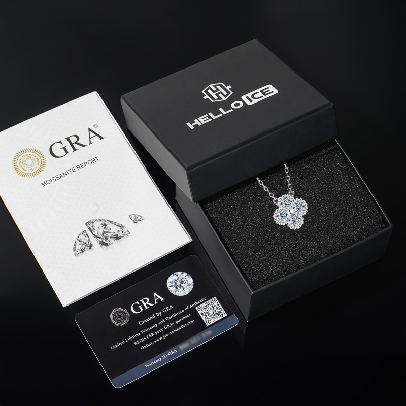 925 Silver VVS Moissanite Four-leaf Clover Pendant Necklace