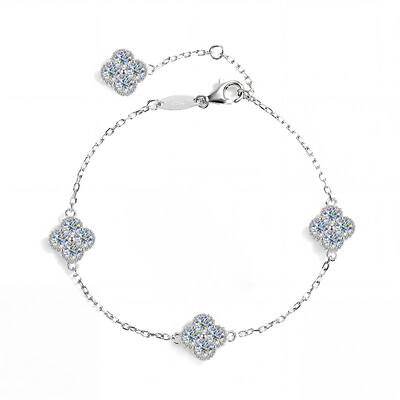 S925 Silver VVS Moissanite Four-leaf Clover Bracelet
