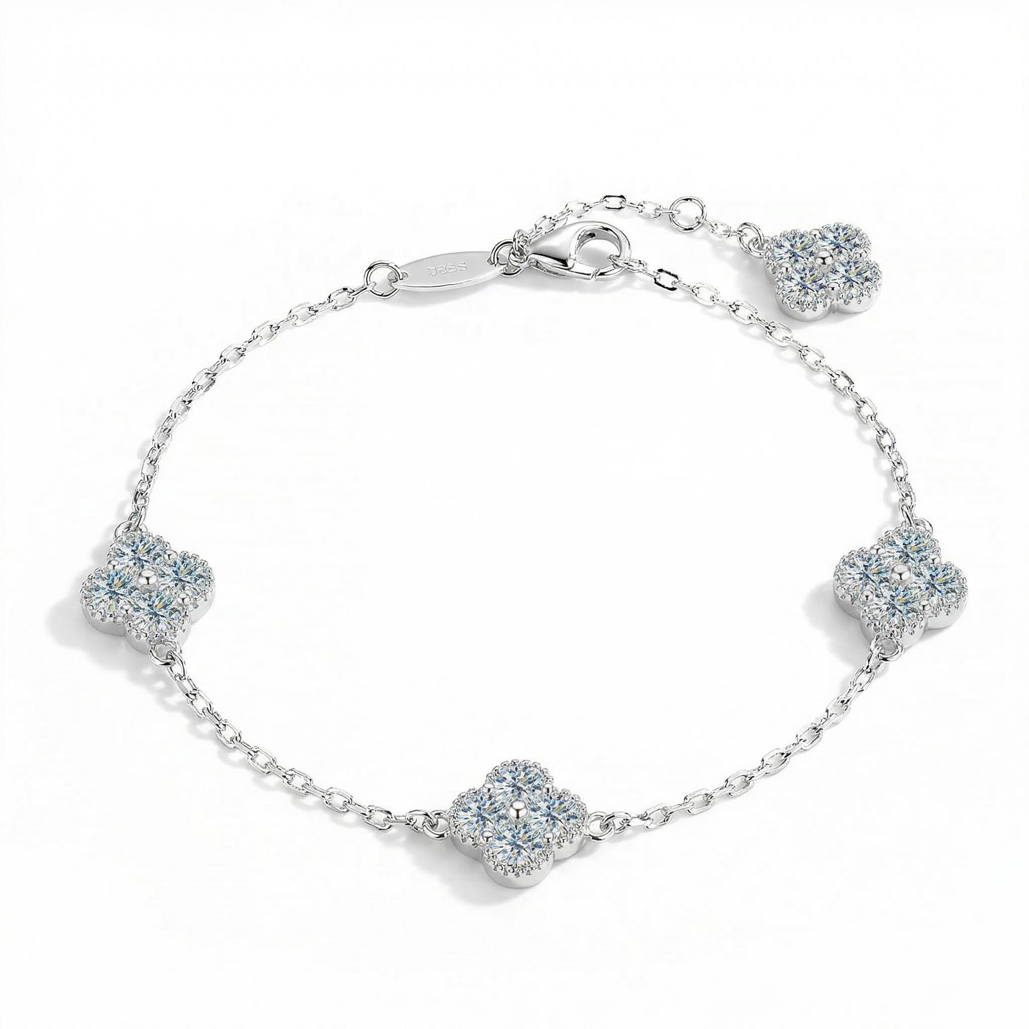S925 Silver VVS Moissanite Four-leaf Clover Bracelet