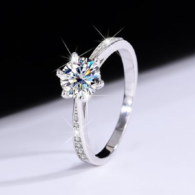 S925 Silver VVS Moissanite 0.5-3Ct Brilliant Round Cut Engagement Ring S925 Silver VVS Moissanite 0.5-3Ct Brilliant Round Cut Engagement Ring