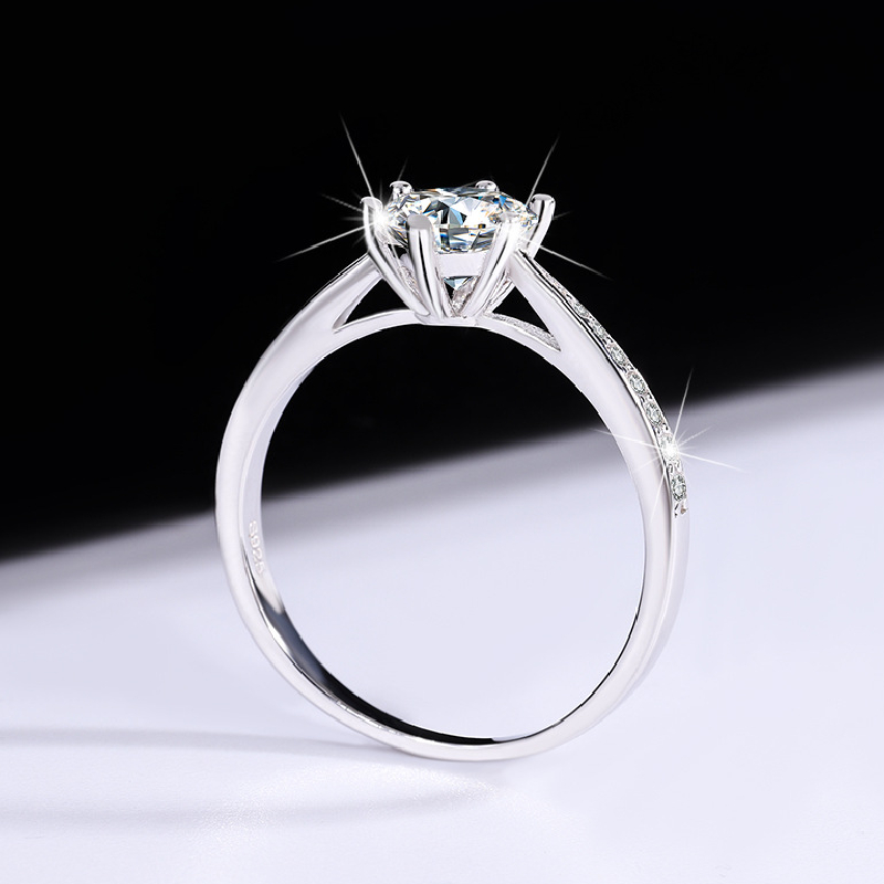 S925 Silver VVS Moissanite 0.5-3Ct Brilliant Round Cut Engagement Ring