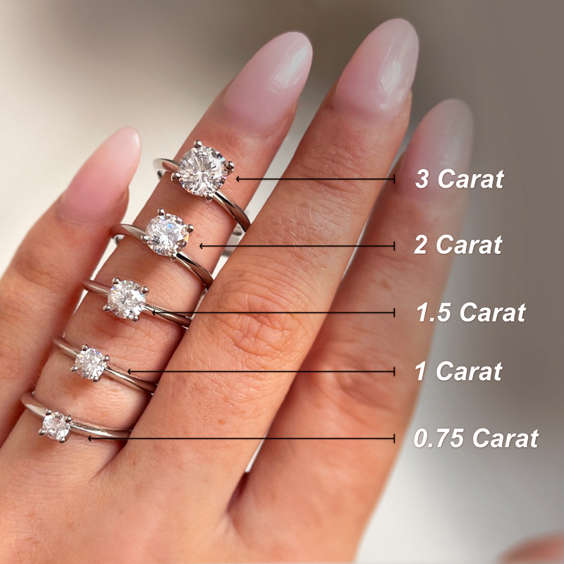 S925 Silver VVS Moissanite 0.5-3Ct Brilliant Round Cut Engagement Ring