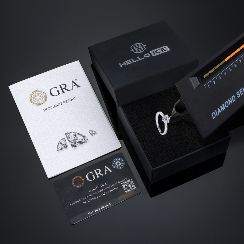 S925 Silver VVS Moissanite 0.5-3Ct Brilliant Round Cut Engagement Ring