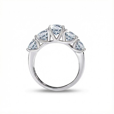 S925 Silver VVS Moissanite 3.6Ct Round Cut Women's Band