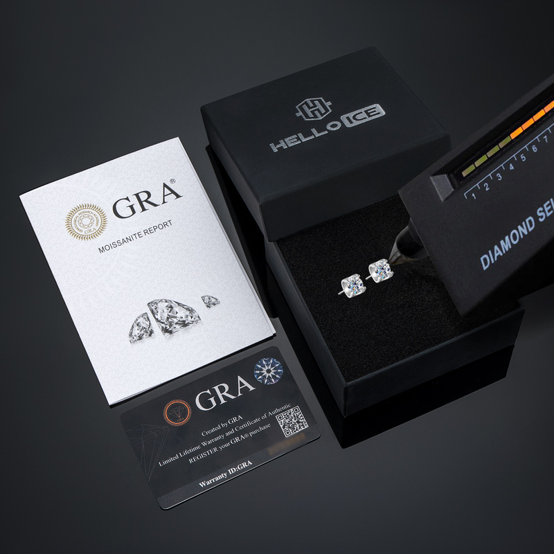 0.5Ct/1Ct VVS Moissanite S925 Silver Round Cut Stud Earrings