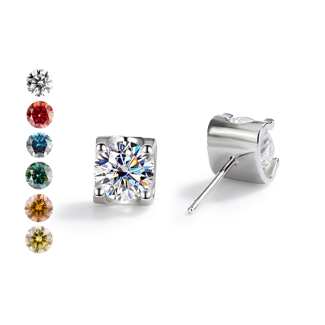 0.5Ct/1Ct VVS Moissanite S925 Silver Round Cut Stud Earrings 0.5Ct/1Ct VVS Moissanite S925 Silver Round Cut Stud Earrings