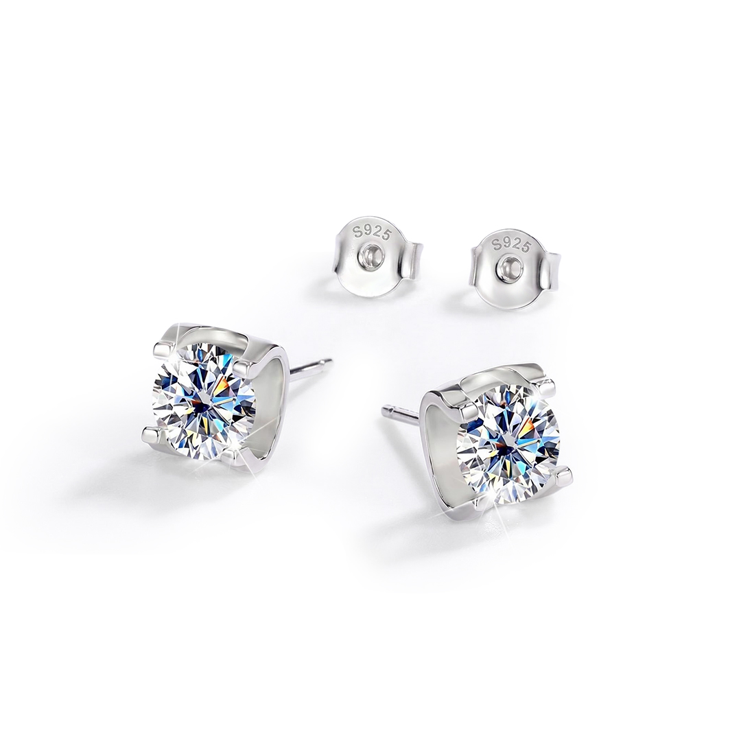 0.5Ct/1Ct VVS Moissanite S925 Silver Round Cut Stud Earrings 0.5Ct/1Ct VVS Moissanite S925 Silver Round Cut Stud Earrings