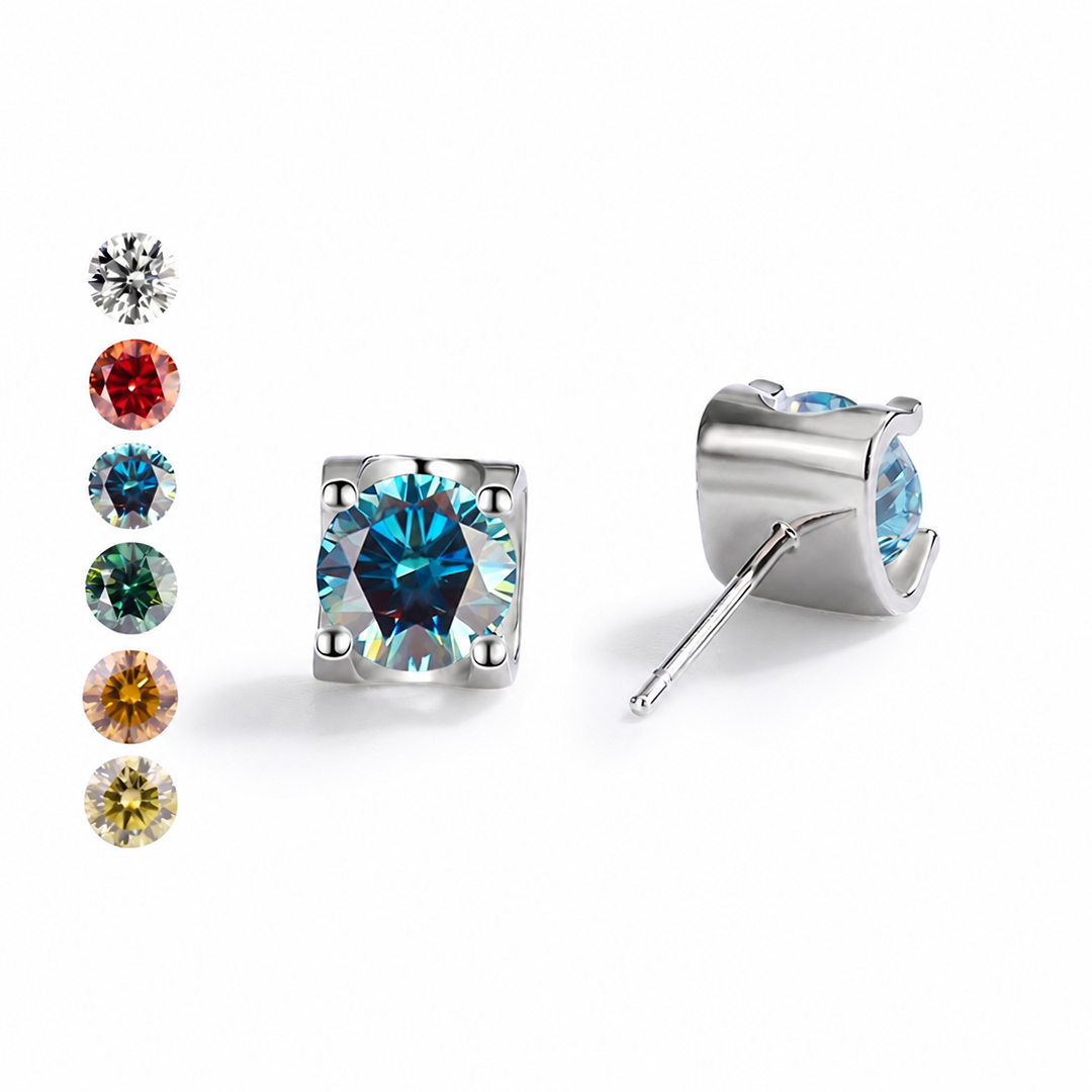 0.5Ct/1Ct VVS Moissanite S925 Silver Round Cut Stud Earrings 0.5Ct/1Ct VVS Moissanite S925 Silver Round Cut Stud Earrings