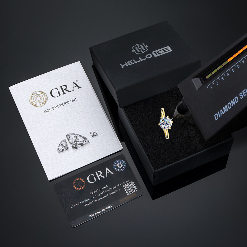 1Ct/2Ct/3Ct VVS Moissante S925 Silver 6-Claw Solitaire Engagement Ring