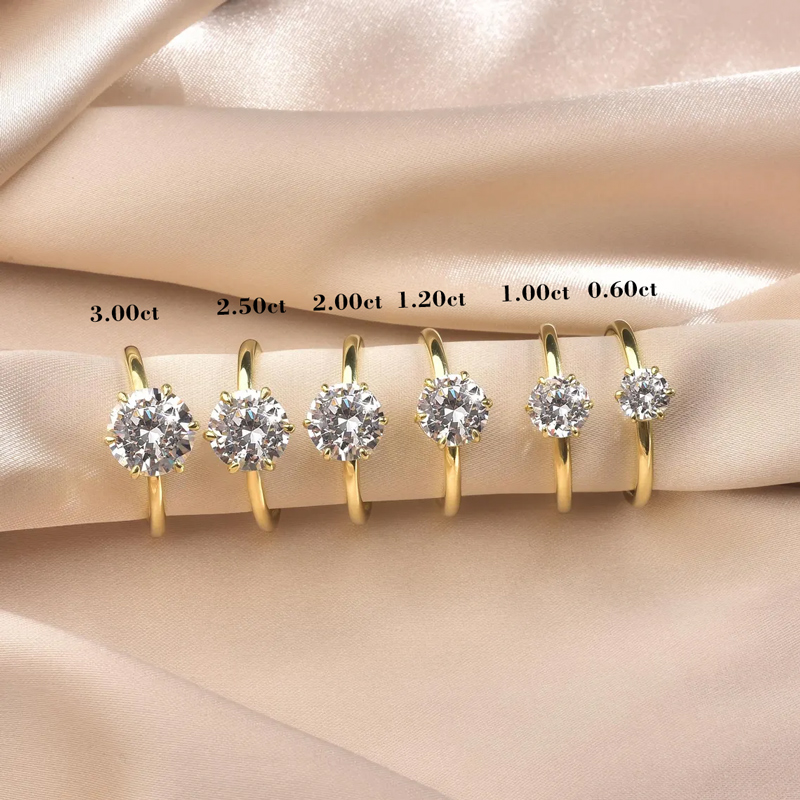 1Ct/2Ct/3Ct VVS Moissante S925 Silver 6-Claw Solitaire Engagement Ring