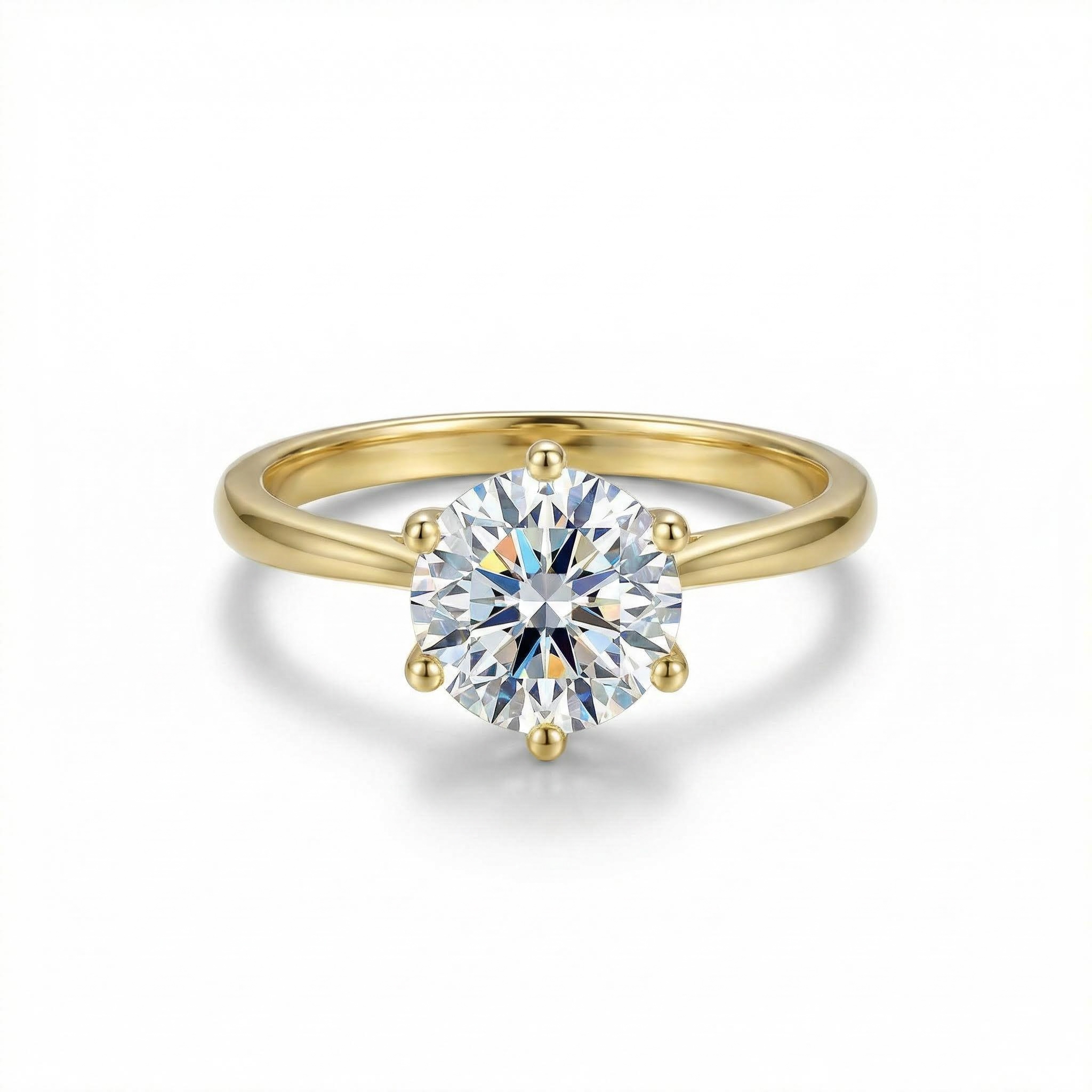 1Ct/2Ct/3Ct VVS Moissante S925 Silver 6-Claw Solitaire Engagement Ring