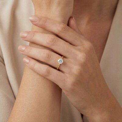 1Ct/2Ct/3Ct VVS Moissante S925 Silver 6-Claw Solitaire Engagement Ring