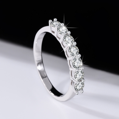 0.7Ct VVS Moissanite S925 Silver Eternity Women Band
