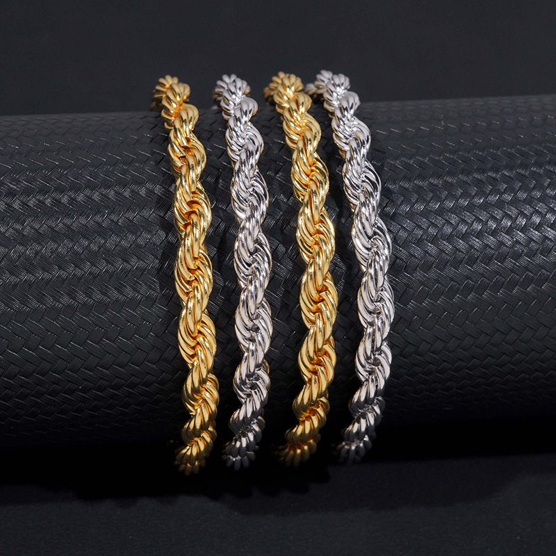 6mm 925S & VVS Moissanite Clasp Stainless Steel Rope Bracelet