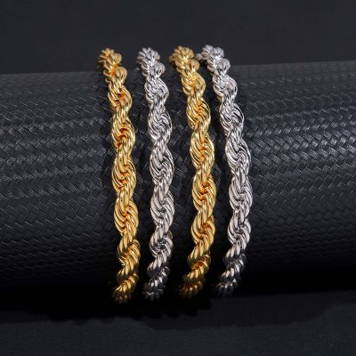 6mm 925S & VVS Moissanite Clasp Stainless Steel Rope Bracelet