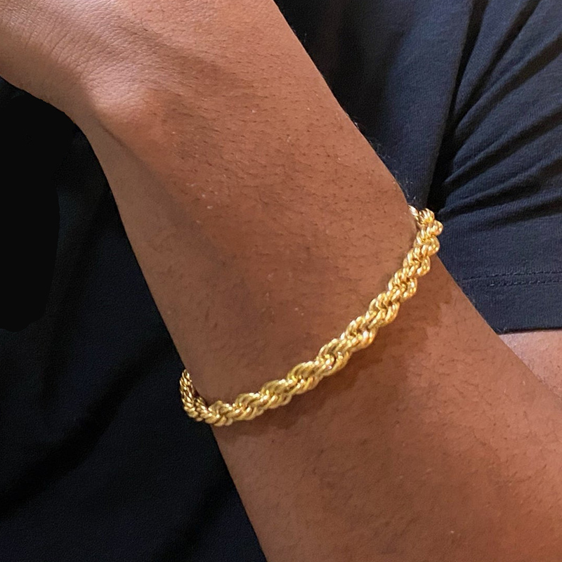6mm 925S & VVS Moissanite Clasp Stainless Steel Rope Bracelet