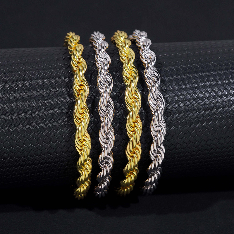 6mm 925S & VVS Moissanite Clasp Stainless Steel Rope Bracelet