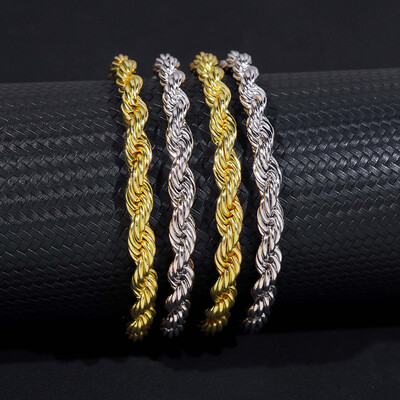6mm 925S & VVS Moissanite Clasp Stainless Steel Rope Bracelet